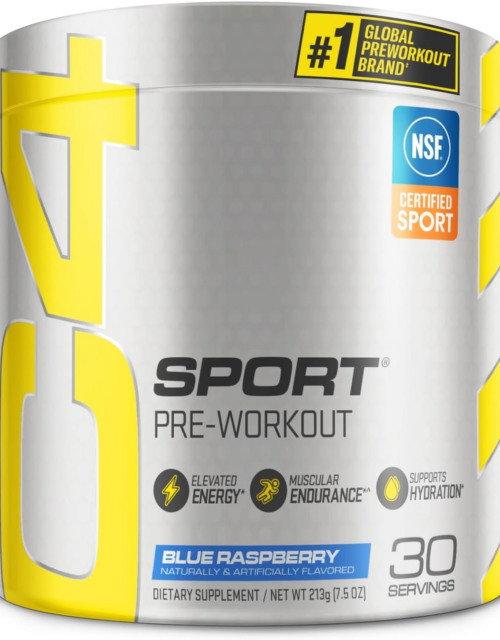 Sport Pre Workout Powder Blue Raspberry - Pre Workout Energy with Creatine + 135mg Caffeine and Beta-Alanine Performance Blend - NSF Certified for Sport 30 Servings